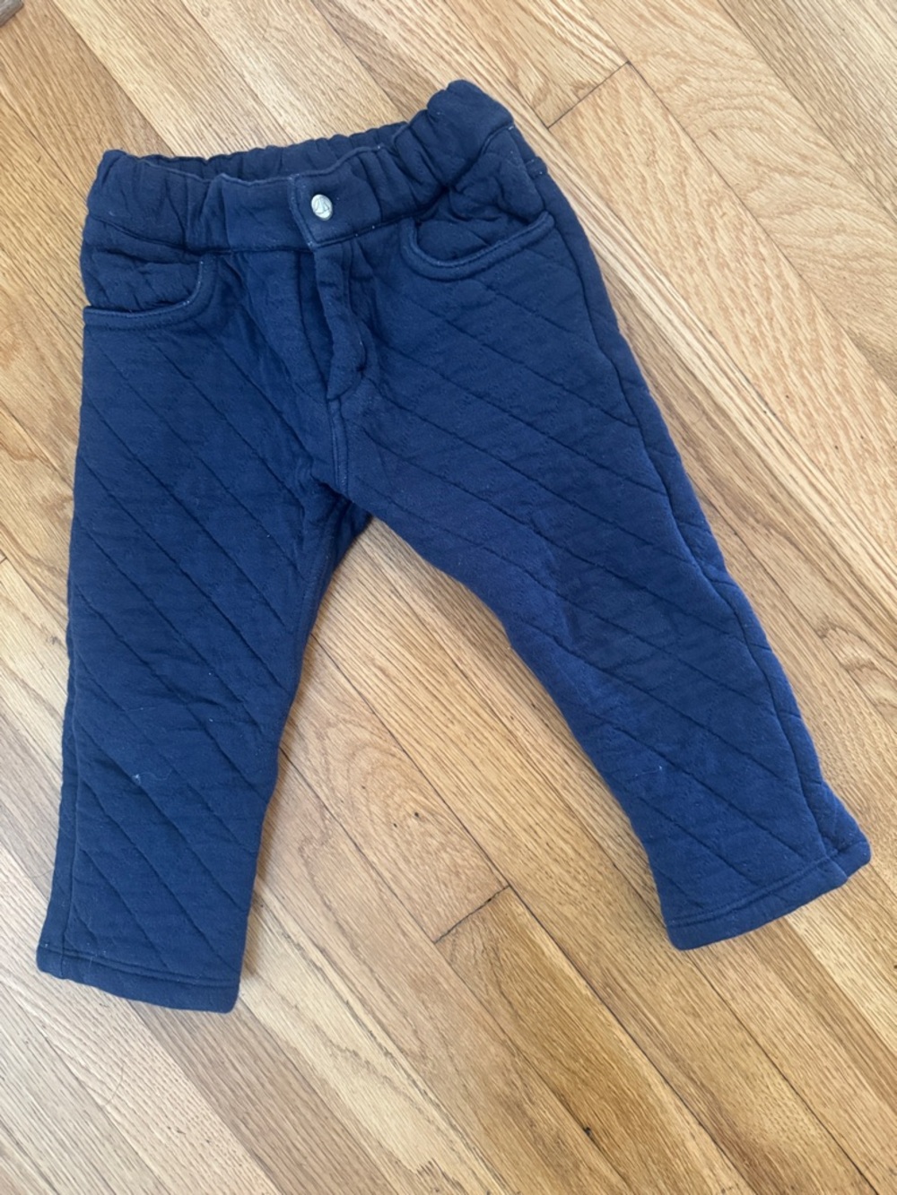 Petit Bateau- Navy Quilted Kids Bottoms - Comfortable Everyday Pants 100% cotton